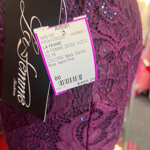 La Femme Prom Dress 28355 Size 00 Dark Berry - Picture 4 of 4